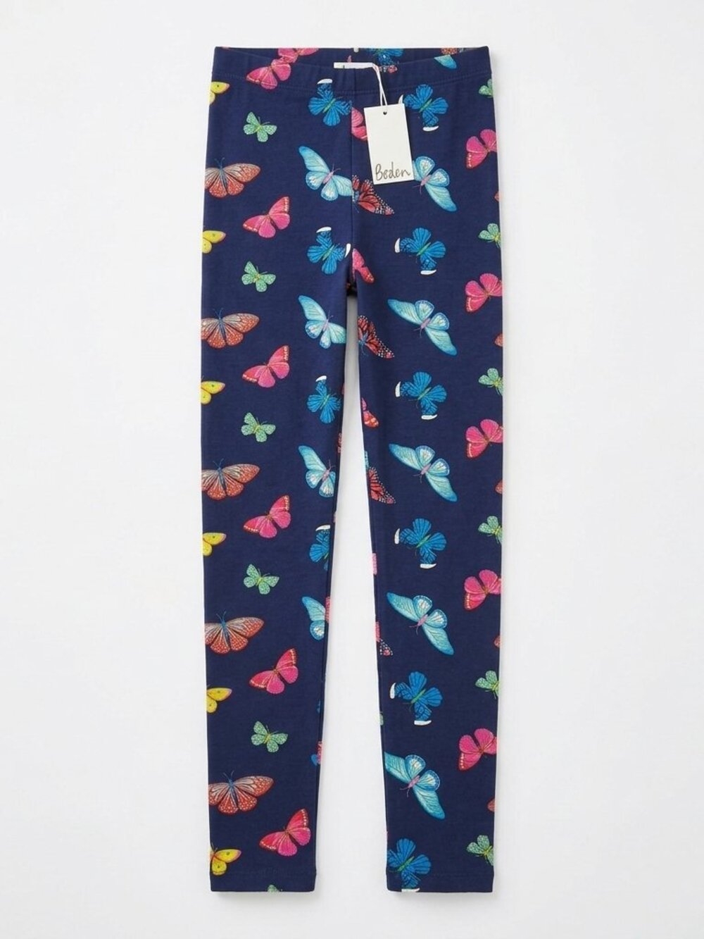NWT Mini Boden Girls Navy Blue Multi Butterfly Print Leggings Size 13-14Y 164cm